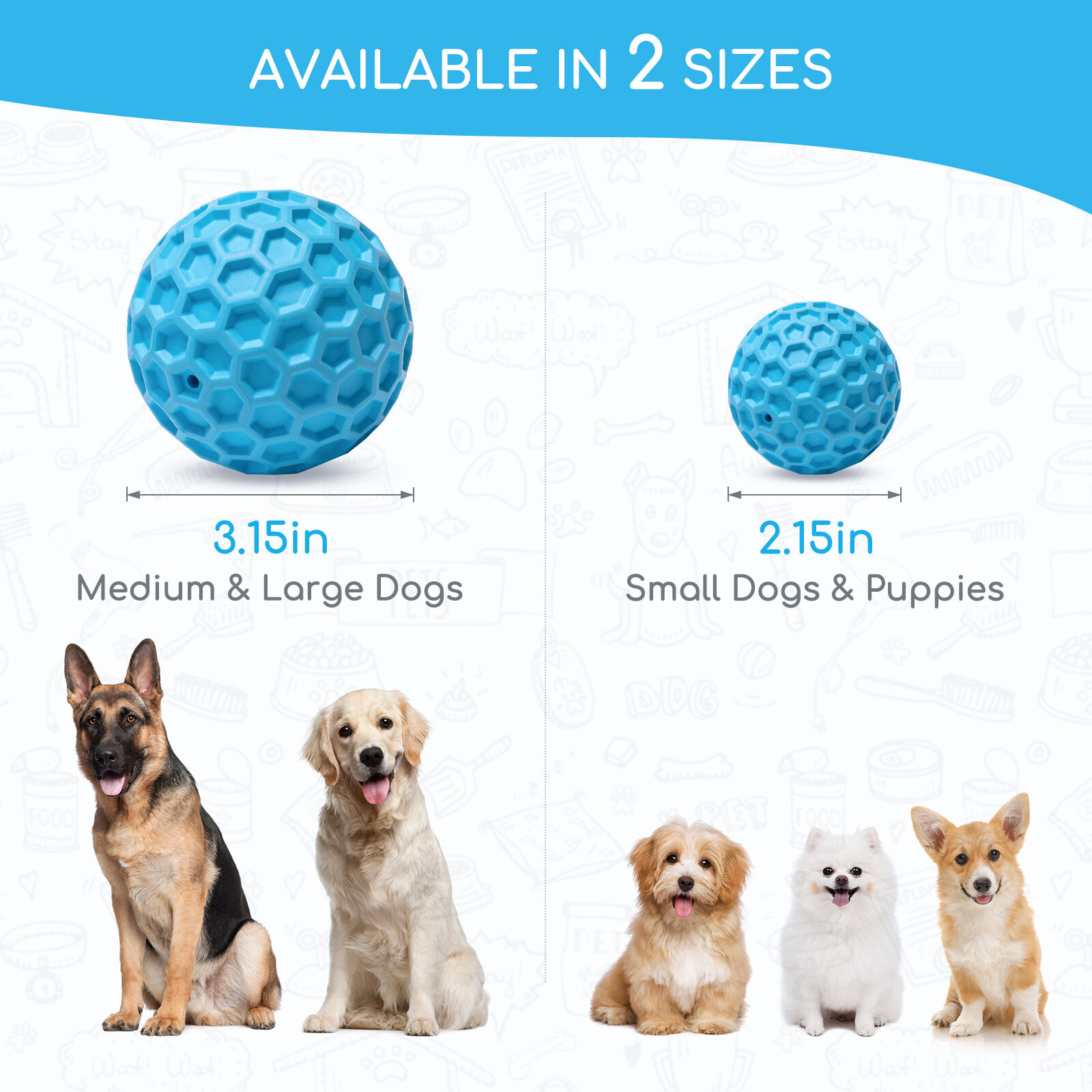 Nobleza Pelota Perros con Sonido,  Pelota de Juguete para Perros Interactivo, Indestructible Squeak Juguetes para Perro, Pelota Fun para Masticar Jugar Entrenamiento, Bolas de Caucho Natural, &Oslash; 5.5cm, , large Imagen numero 2