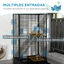 PawHut Jaula para Pájaros 61x36,5x98 cm Pajarera con Puertas Perchas Bandeja Extraíble Cajas de Comidas y Asas Jaula para Ninfas Periquitos Pinzones Canarios Negro, , large indicador imagen numero 5