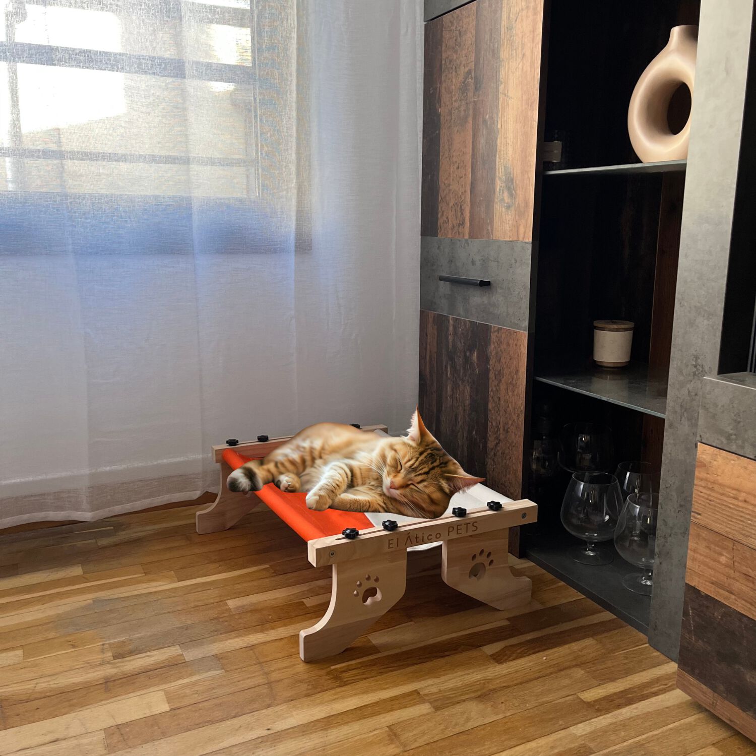 EL &Aacute;TICO PETS Hamaca Gato Ventana. Uso Colgante a 2 Patas o en Suelo con 4 Patas. Cama Gato Radiador. Hamaca Ventana Gato. Cama para Gatos Grande. Cat Bed. Camita para Gatos, , large Imagen numero 4