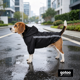 Gotoo Abrigo Impermeable Reflectante Negro para perros