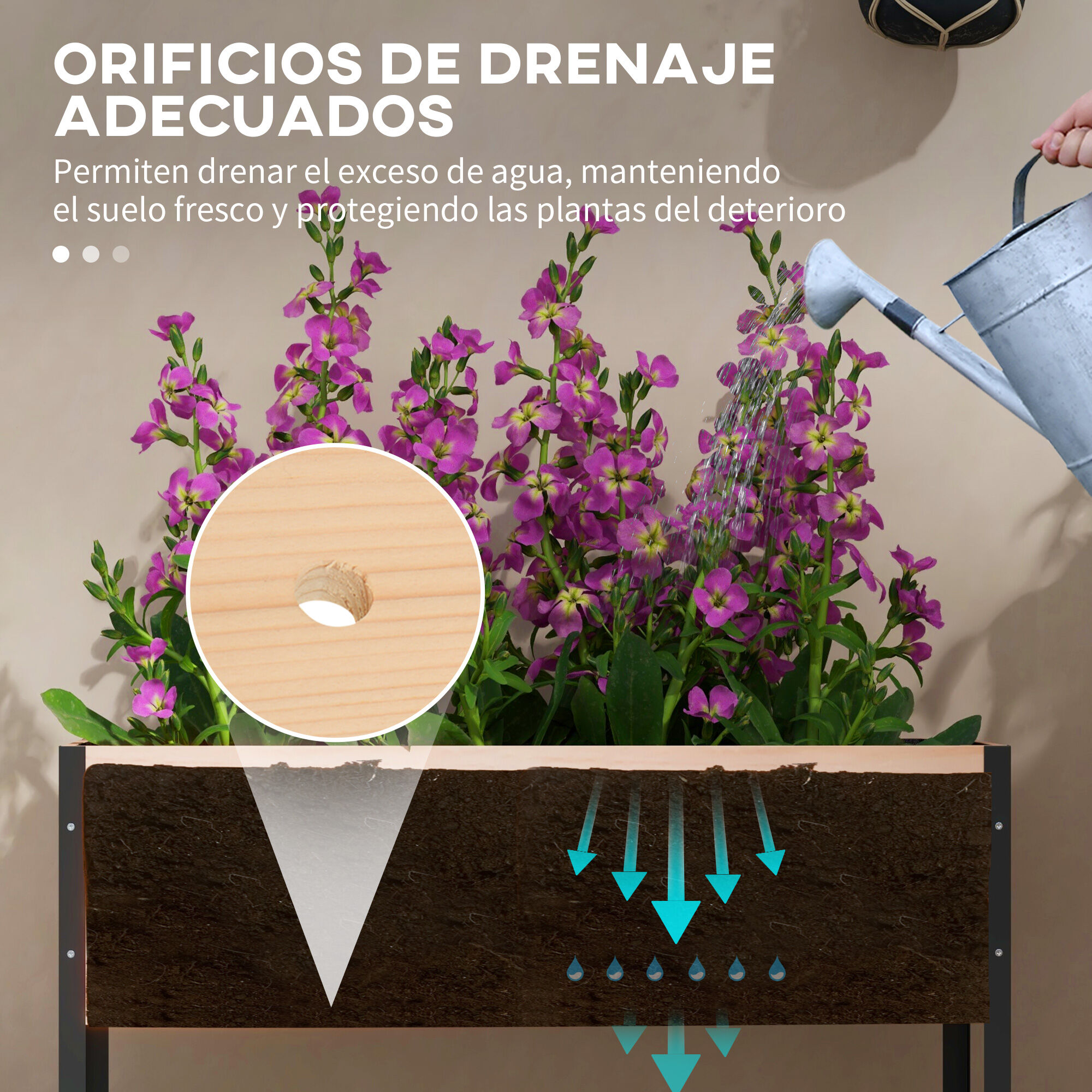 Outsunny Mesa de Cultivo Madera Natural, , large Imagen numero 5