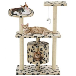 VidaXL Rascador con poste de sisal color Beige Huellas
