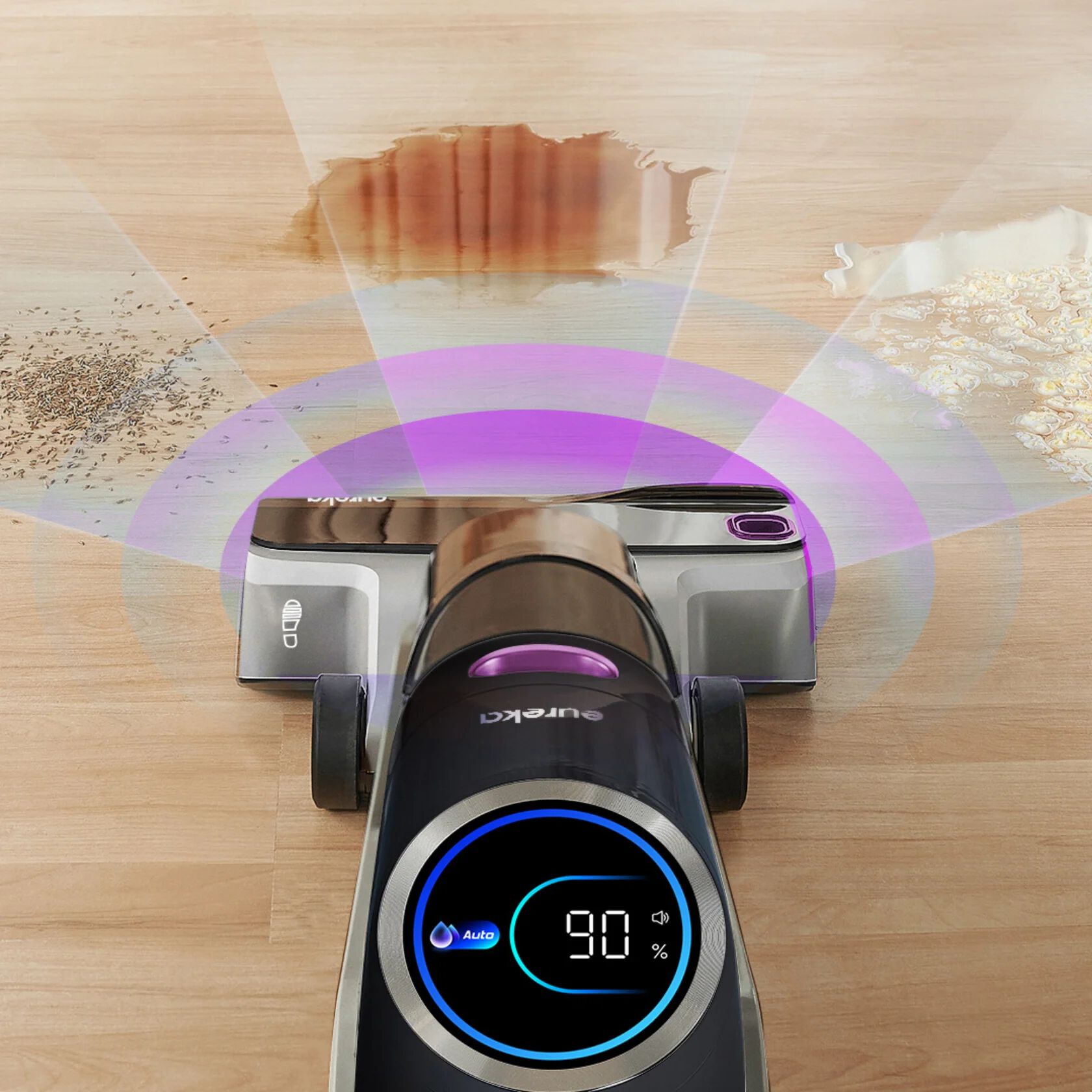 Eureka RapidWash NEW630 Aspiradora Friegasuelos Sin Cable en Seco y H&uacute;medo, Posici&oacute;n Plana de 170&deg;, Secado con Aire Caliente a 60 &deg;C, 21.600 Pa, 38 Minutos de Autonom&iacute;a, Autolimpieza y Funci&oacute;n Antienredos, Dep&oacute;sito Doble, Luz LED, , large Imagen numero 3