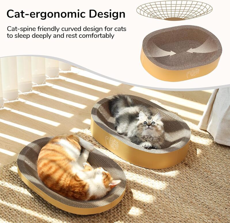 Fukumaru Set Rascador para Gatos 4 en 1 | Caja Rascadora + Camas de Cart&oacute;n Ergon&oacute;micas, Cart&oacute;n Corrugado Resistente, Protecci&oacute;n de Muebles, Ideal para Gatos de Todos los Tama&ntilde;os, , large Imagen numero 4