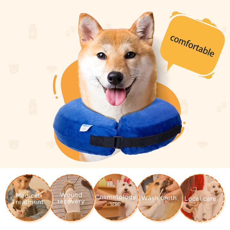 Nobleza Collar Isabelino Inflable Ajustable Azul para mascotas thumbnail