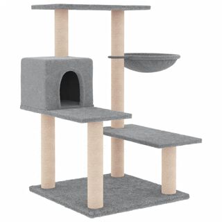 vidaXL Rascador con Postes de Sisal Gris Claro 82.5 cm para gatos