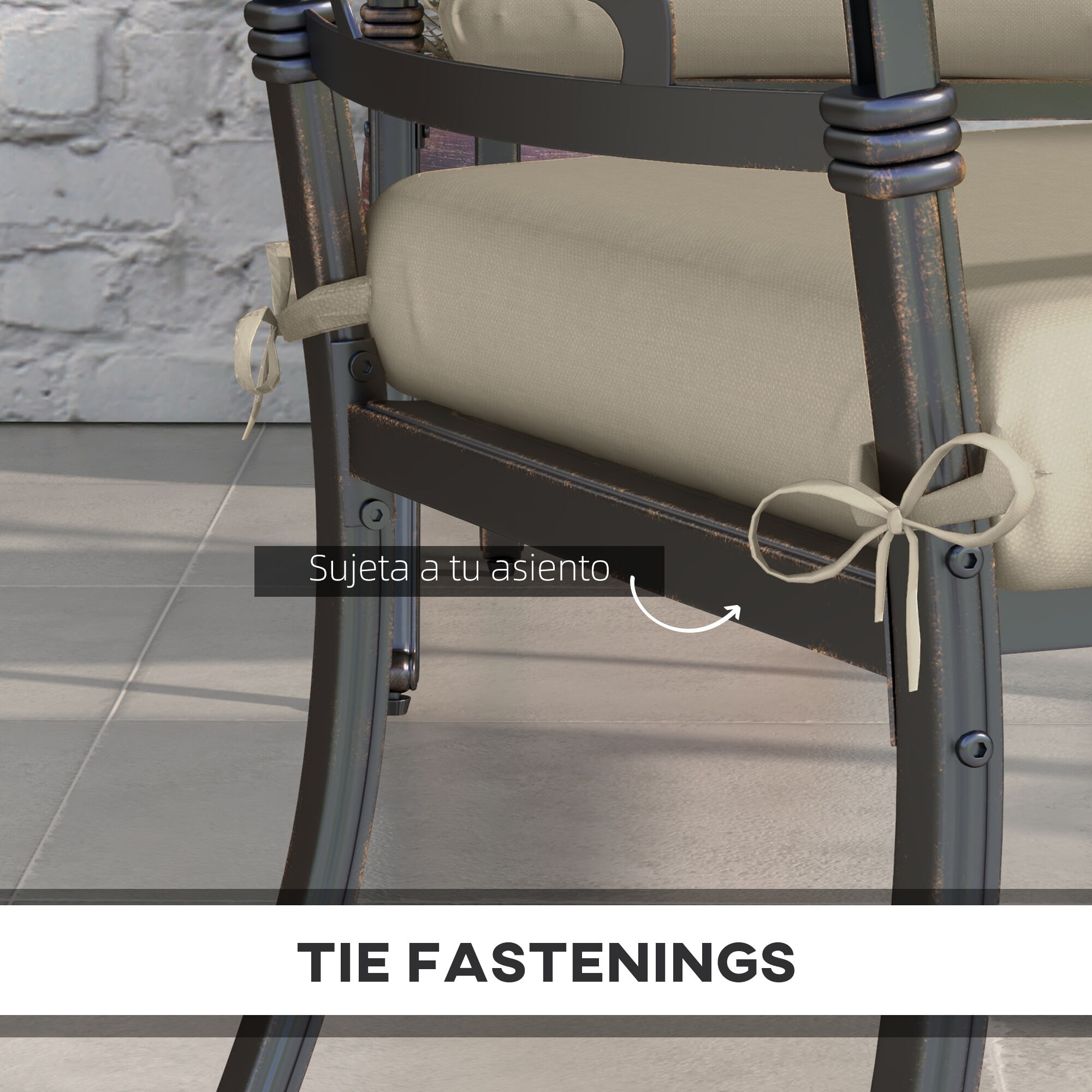 Outsunny Cojines para Sillas Beige, , large Imagen numero 5