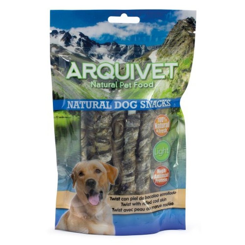 Arquivet snacks natural twist con piel de bacalao enrollado para perros, , large image number null