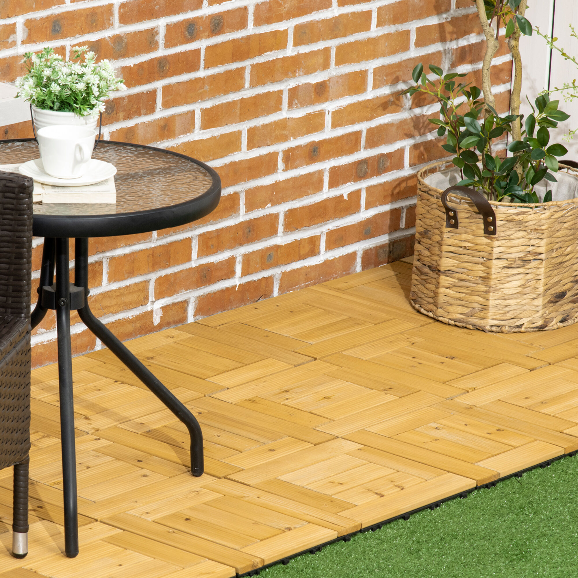 Outsunny Set de 27 Piezas Baldosas de Madera, , large Imagen numero 2
