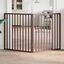 vidaXL Puerta para perros plegable 2 paneles madera álamo marrón 160cm, , large indicador imagen numero 2
