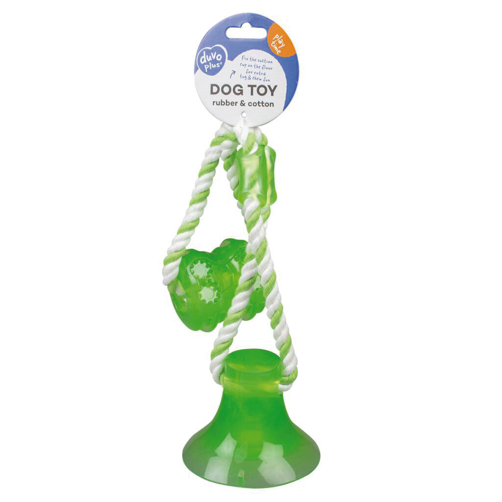 DUVO JUGUETE PERRO CUERDA CON VENTOSA VERDE 40 cm x 10.3 cm x 10.3 cm, , large Imagen numero 1