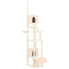 Vida XL Rascador de suelo a techo crema para gatos