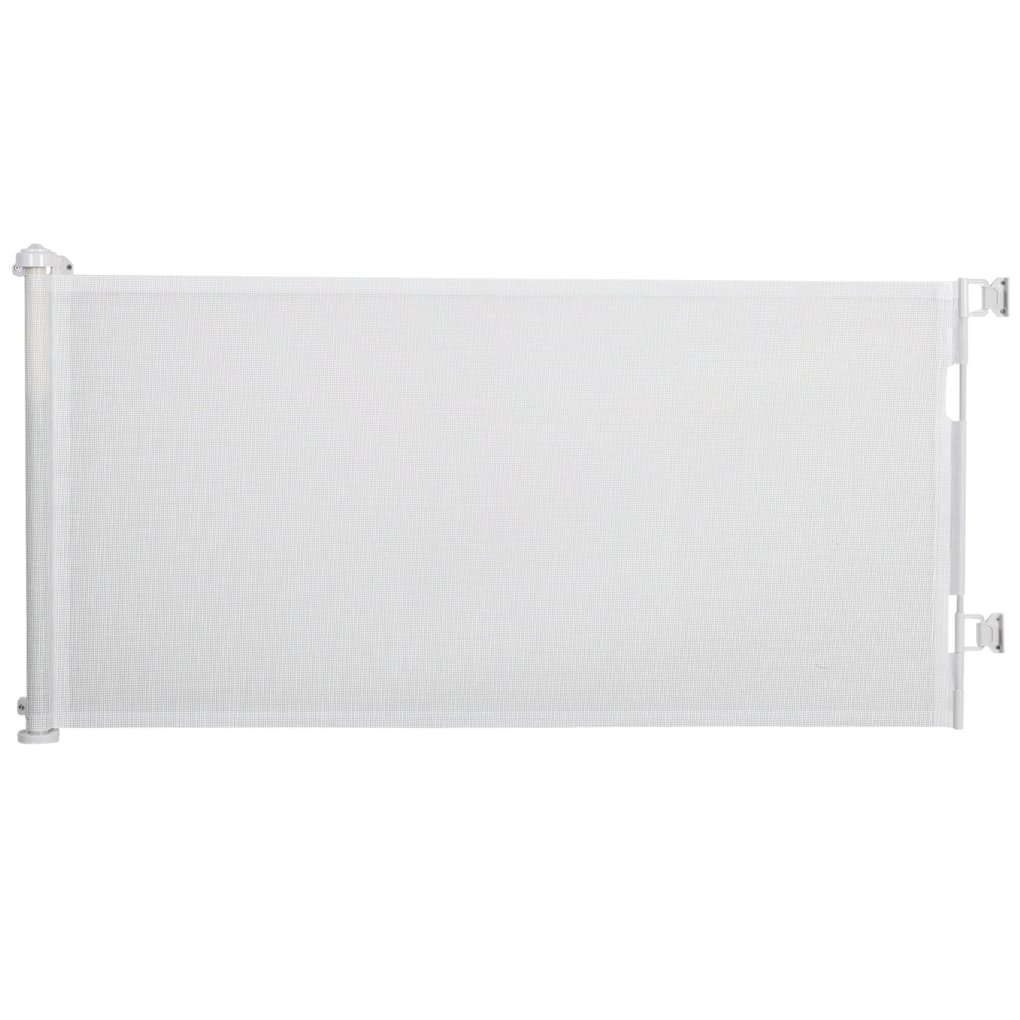 PawHut Puerta de Seguridad para Perros y Gatos Extensible 0-150 cm Puerta Retr&aacute;ctil para Mascotas Barrera para Escaleras y Pasillos Aleaci&oacute;n de Aluminio 165x10,7x85 cm Blanco, , large Imagen numero 1