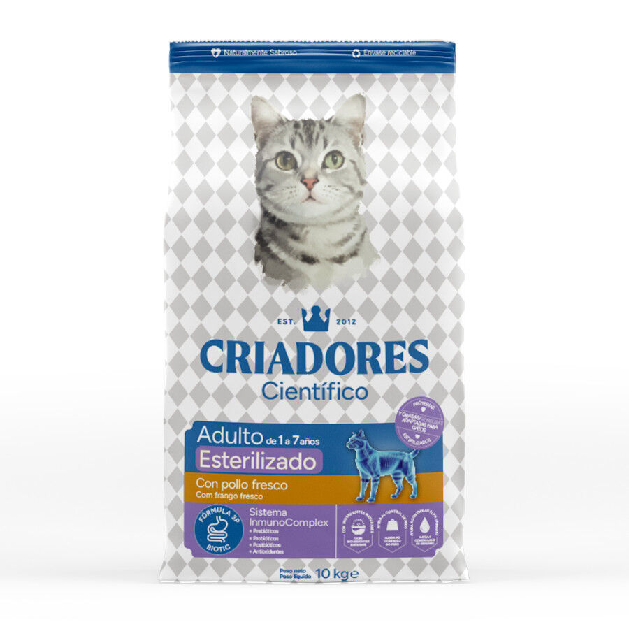 Criadores Cient&iacute;fico Adulto Esterilizado Pollo pienso para gatos, , large Imagen numero 1