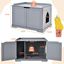 COSTWAY Casita para Gatos, Arenero para Gatos, Casita para Mascotas, Casa para Gatos, Recinto con Hoyo para Gatos, Caja para Animales con Estructura de Madera Resistente (Gris), , large indicador imagen numero 5
