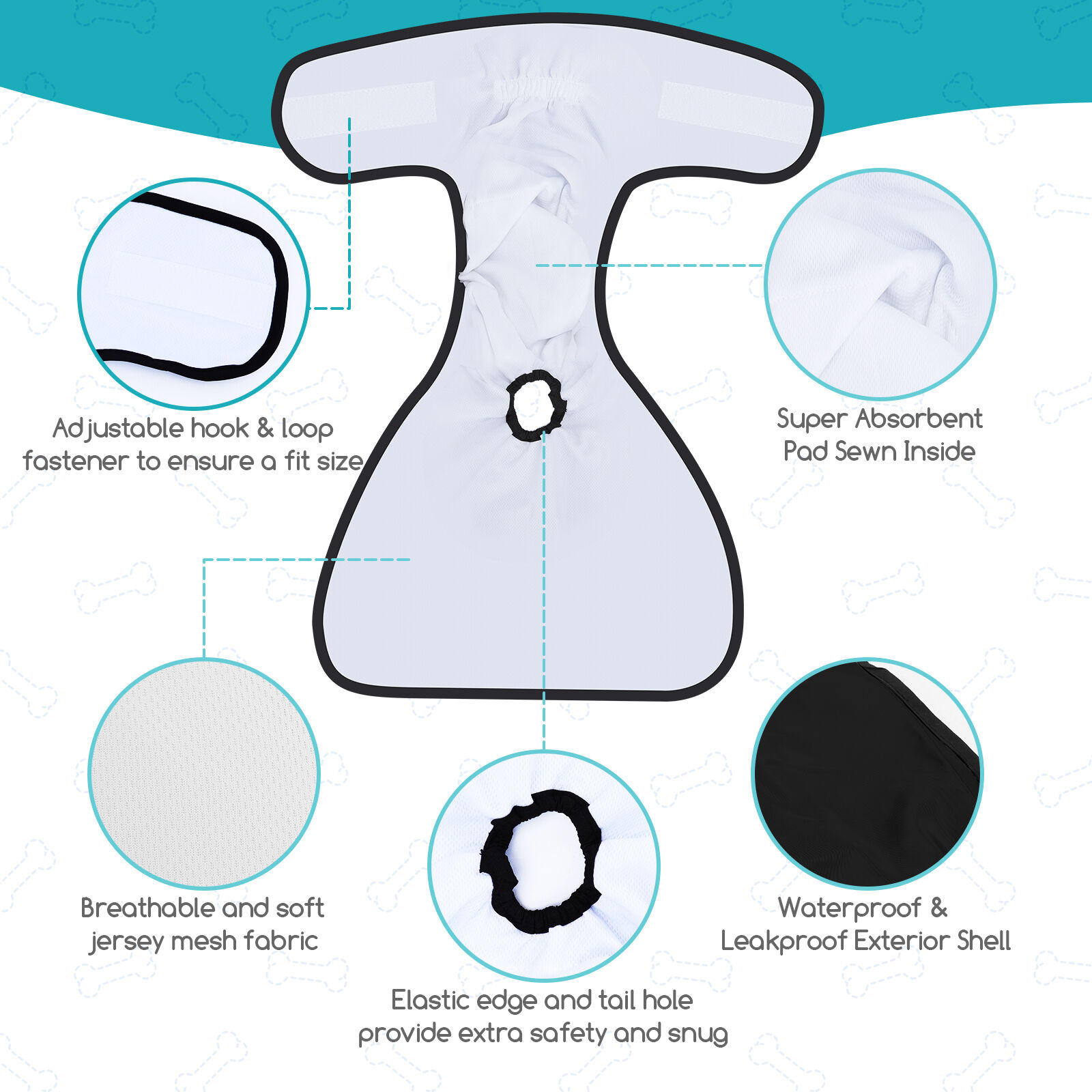 Nobleza 3x Pa&ntilde;ales Lavables para Perros, Bragas Higi&eacute;nica para Perras en Celo,  Reutilizable Mascotas Sanitarios Pa&ntilde;al para Perros Hembras (M Cintura  32-37.5cm, 3 Packs, Negro), , large Imagen numero 2