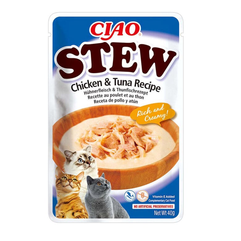 40 g Churu Stew Estofado de Pollo y Atún sobre para gatos