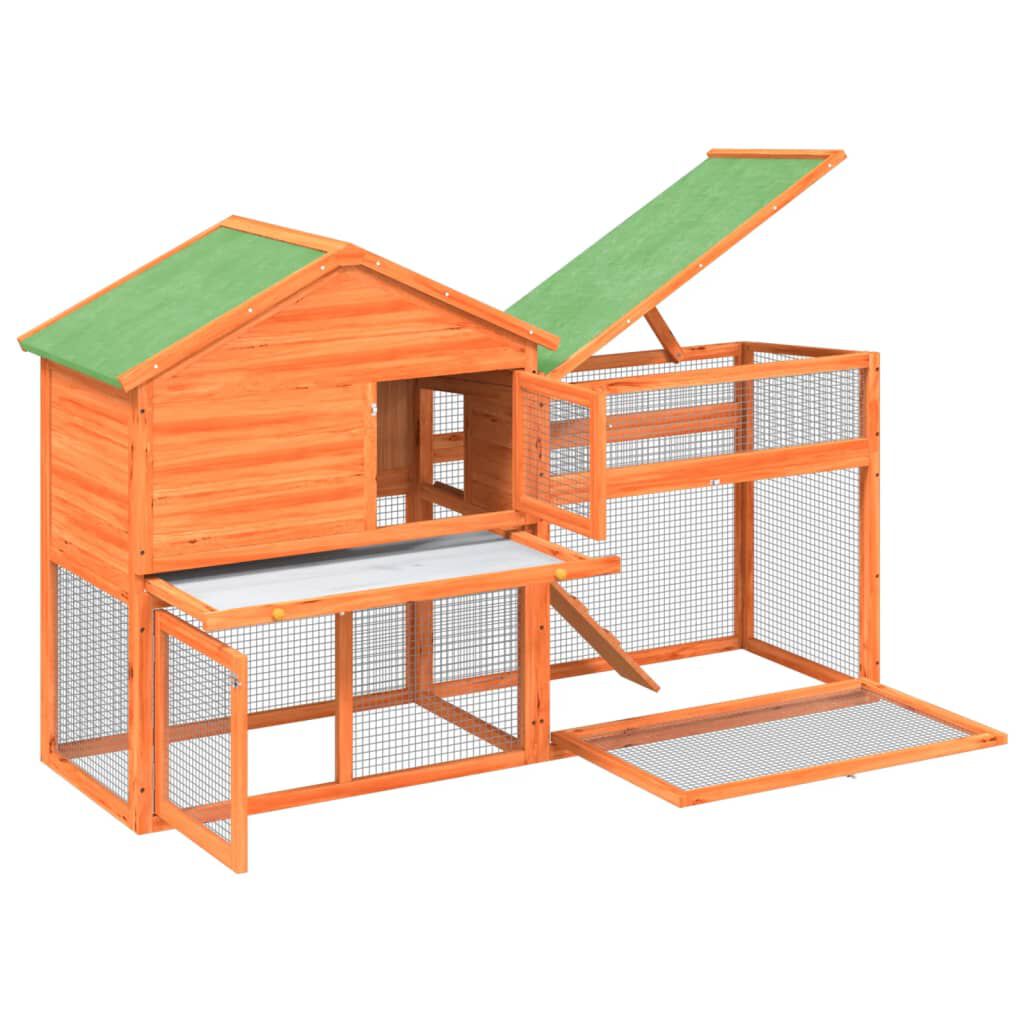 vidaXL Conejera de madera maciza de pino marr&oacute;n, , large Imagen numero 4