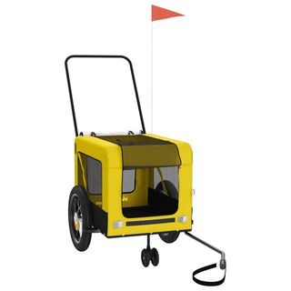 Vidaxl Remolque Bicicleta Mascotas Hierro Tela Oxford Amarillo Negro para perros