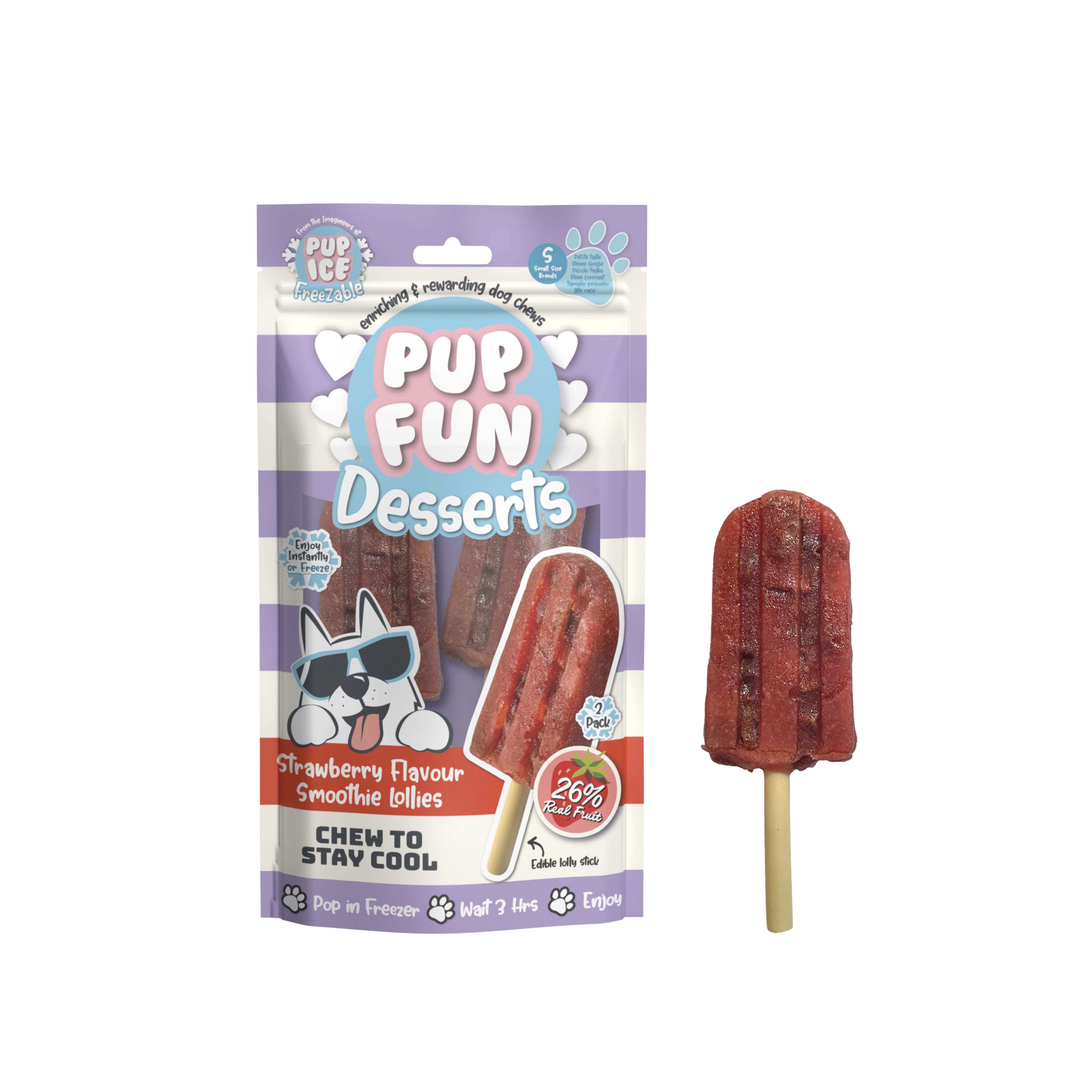 2 HELADOS snack PUP ICE Polo Smomthie de FRESA 2 x 60g, , large Imagen numero 1