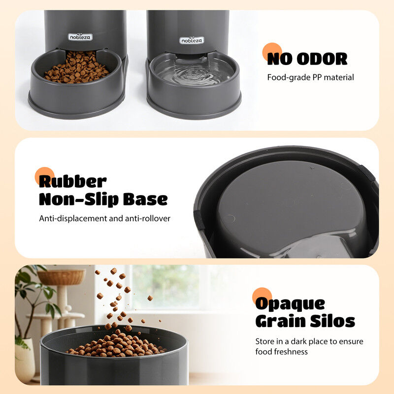 Nobleza Pack de 2 Dispensador Comida y Agua para Perros y Gatos 3,8L &ndash; Comedero y Bebedero Autom&aacute;tico por Gravedad, Juego de Dispensadores para Mascotas Peque&ntilde;as y Medianas con Base Antideslizante, , large Imagen numero 5