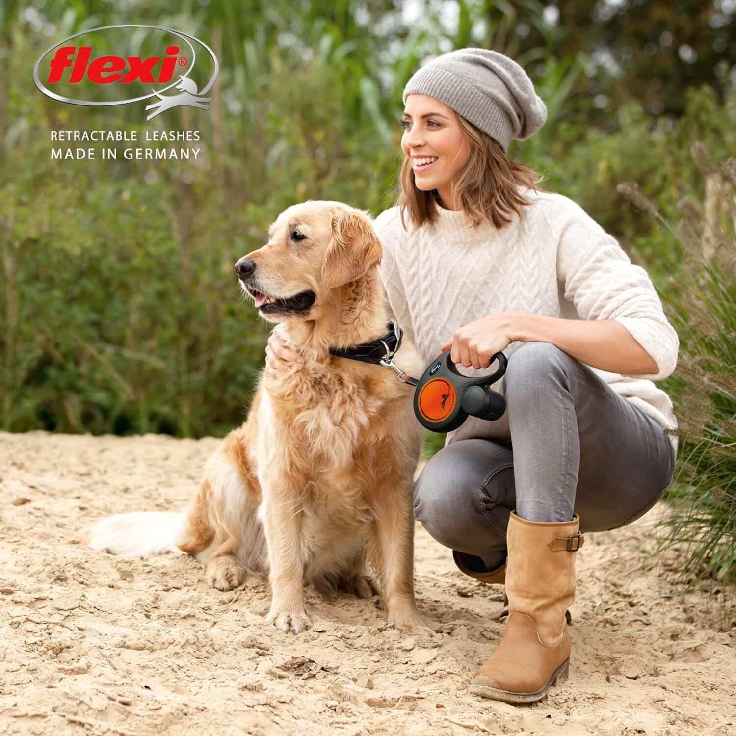 Flexi New Neón Correa Extensible naranja para perros thumbnail