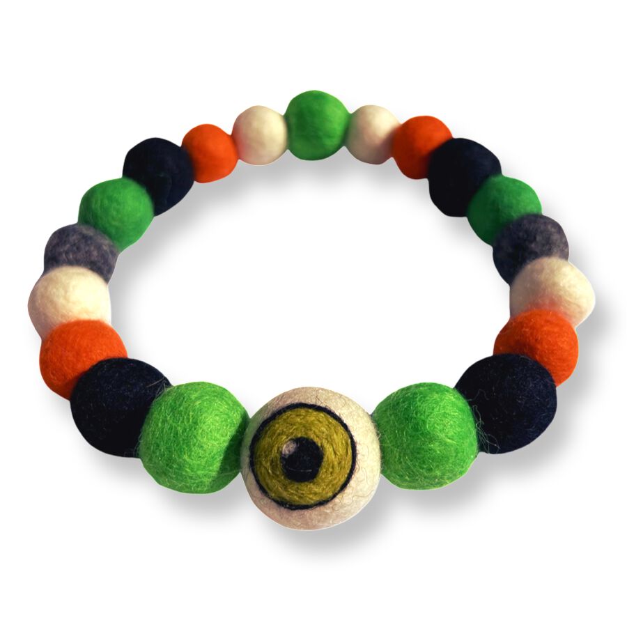 Collar de Perro con Pompones de Halloween - Ojo Verde, , large Imagen numero 1