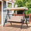 Outsunny Columpio Balancín de Jardín de 3 Plazas con Techo Parasol 2 Cojines Bandeja para Bebidas y Marco de Metal para Terraza Balcón Exterior Carga Max. 360 kg 207x120,5x174 cm Beige, , large indicador imagen numero 2