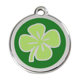 Red dingo Placa identificativa Acero Inoxidable Esmalte Trébol Verde para perros