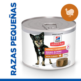 Hill's Science Plan Adult Small & Mini Perfect Digestion Mousse de Pavo lata para perros