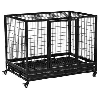 PawHut jaula de transporte de metal con ruedas y frenos para perros