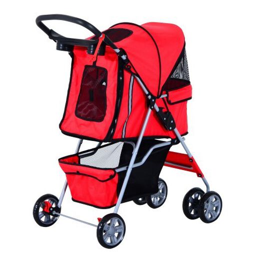 Cochecito plegable 360º PawHut para macotas color Rojo, , large image number null