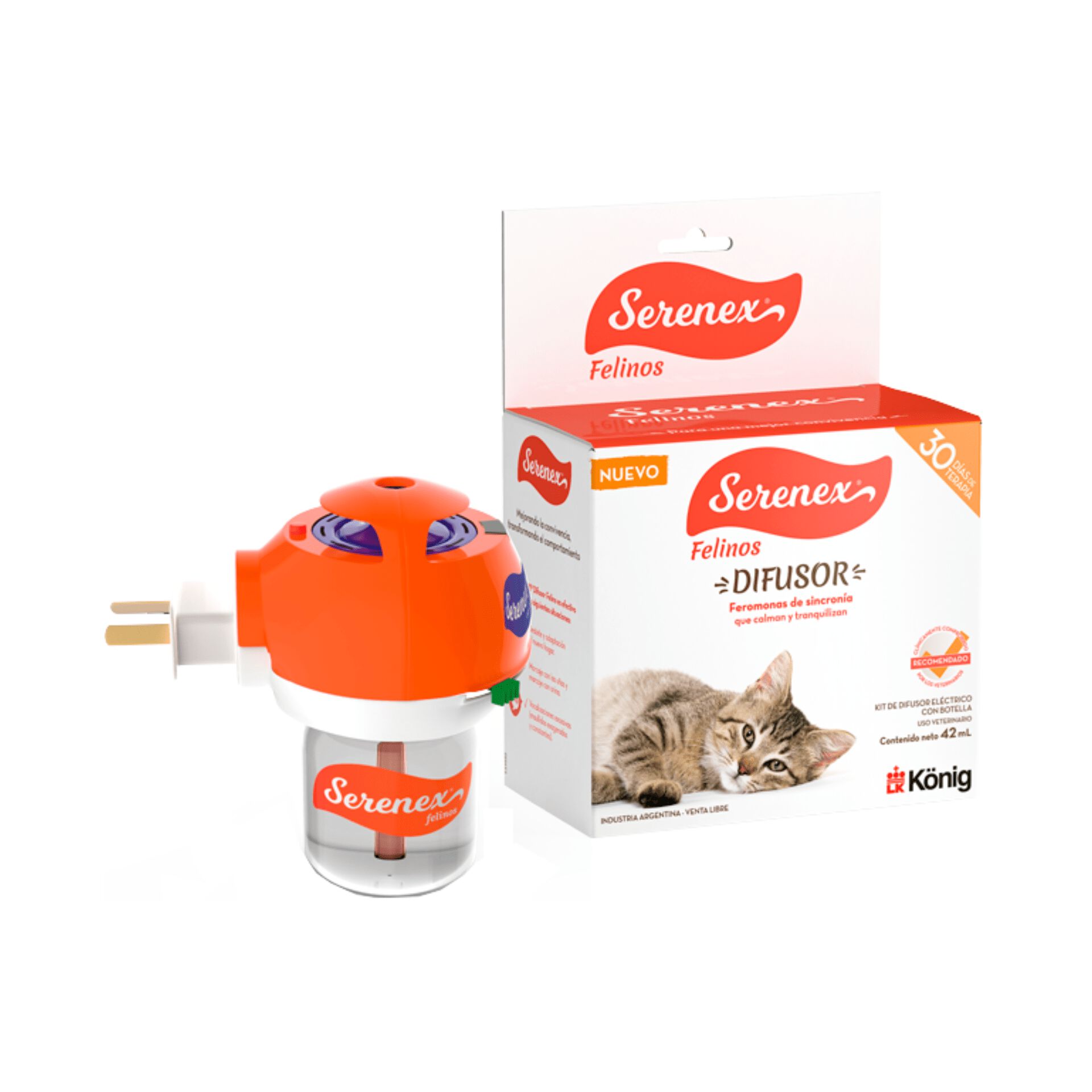 K&ouml;nig Serenex&reg; Difusor Con Feromonas Para Gatos - Difusor + Recambio 40 Ml, , large Imagen numero 1