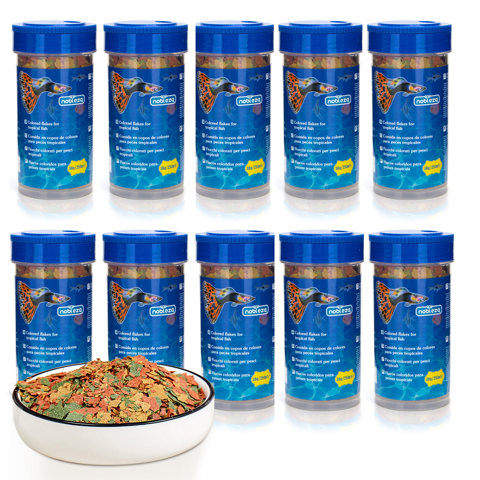 Nobleza - Las hojuelas de pescado tropical son ricas en nutrientes y tienen f&oacute;rmulas efectivas que promueven el crecimiento, la salud, la longevidad y aumentan el tono de la piel 250ml*10, , large Imagen numero 1