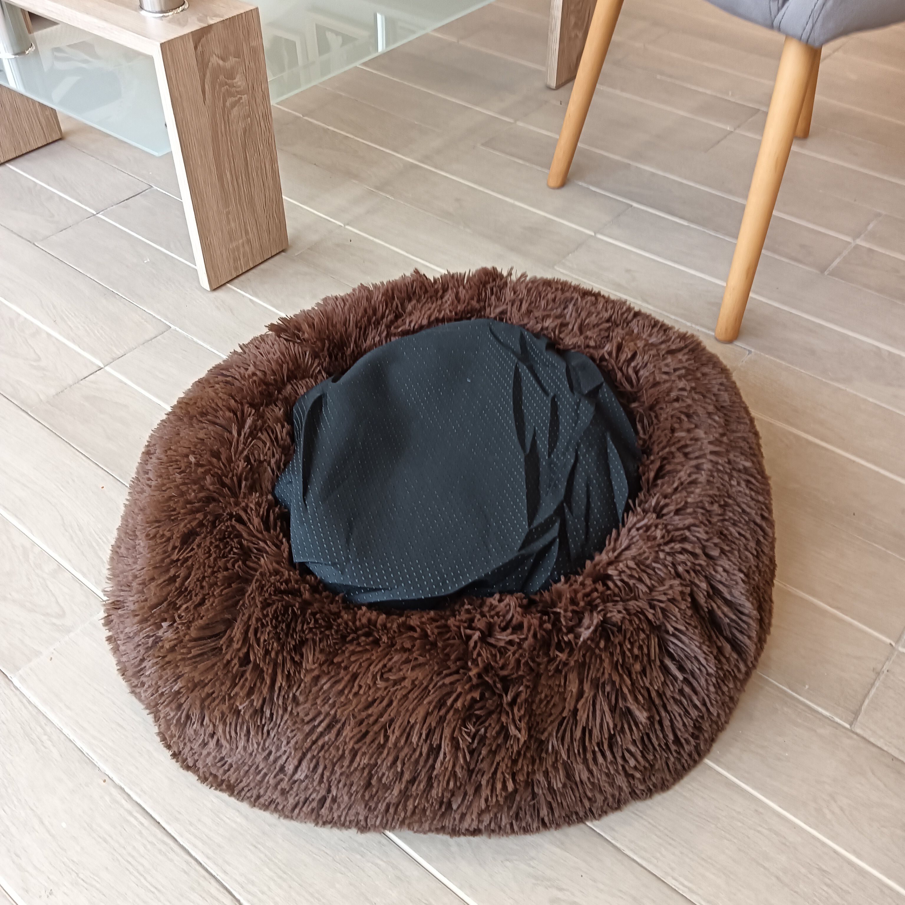 Golden 22k Cama donut chocolate para mascotas pequeñas thumbnail