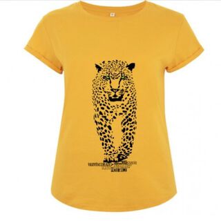 Camiseta manga corta mujer algodón jaguar color Amarillo