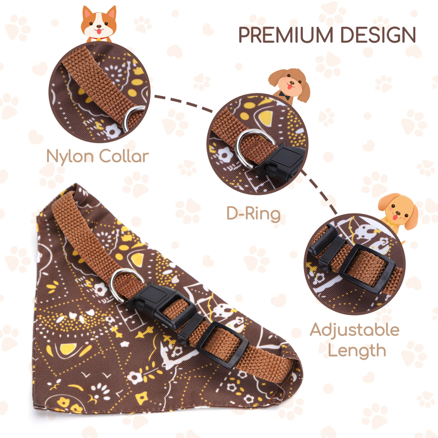 Nobleza - 8 piezas Collar de Bandana para Perros, Triangulares para Mascotas Bandana Collar, Pa&ntilde;uelos Ajustables para Mascotas, Accesorios lavable para Disfraces de Mascotas para Perros y Gatos, , large Imagen numero 4