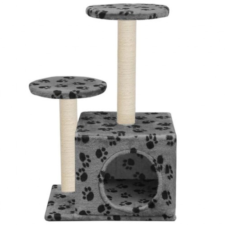 Rascador con poste de sisal para gatos color Gris Huellas, , large image number null