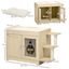 PawHut Arenero para Gatos de Madera con 2 Puertas Mueble Arenero para Gatos con Cama Cojín Suave 3 Plataformas y Postes de Sisal 107x54x70 cm Roble, , large indicador imagen numero 3