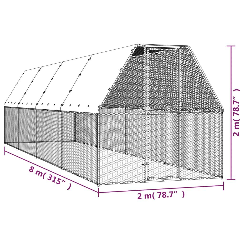 vidaXL Jaula gallinero de acero galvanizado 3x12x2 m, , large Imagen numero 15