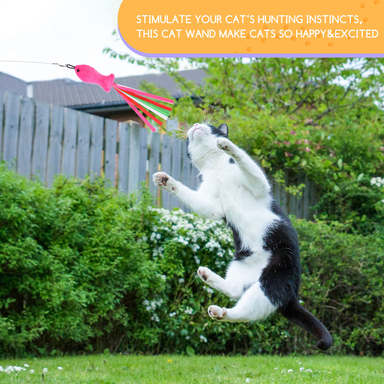 Nobleza - Juguete Pluma de Gato Interactivo 12 Piezas, 2 Varitas Divertidas Retr&aacute;ctiles y 10 Teaser，Juguete Interactivo con Plumas，Juguetes para Gatos con Campana(10PCS）, , large Imagen numero 4