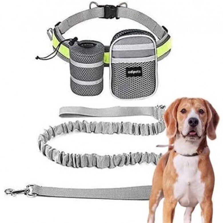 Edipets correa canicross con portabotellas gris para perros, , large image number null