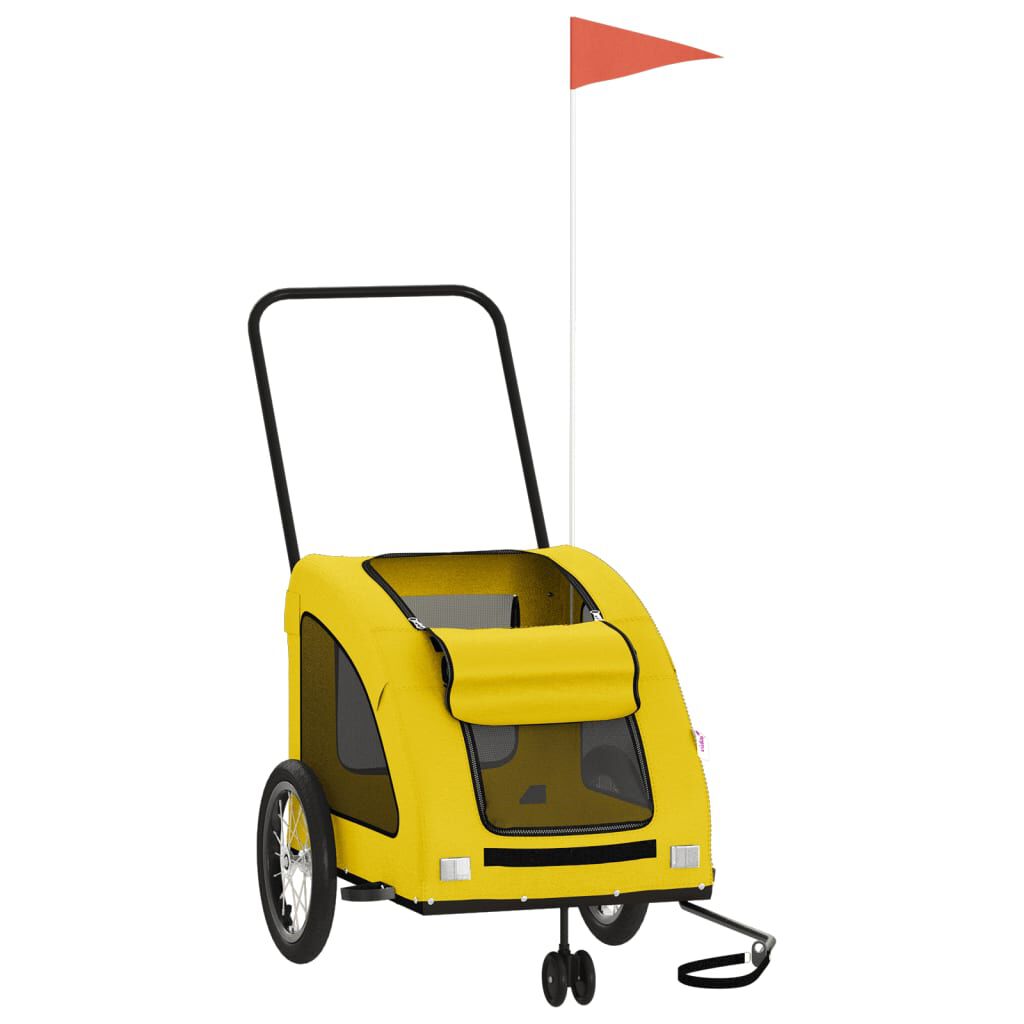 vidaXL Remolque de bicicleta para perros hierro y tela Oxford amarillo, , large Imagen numero 7