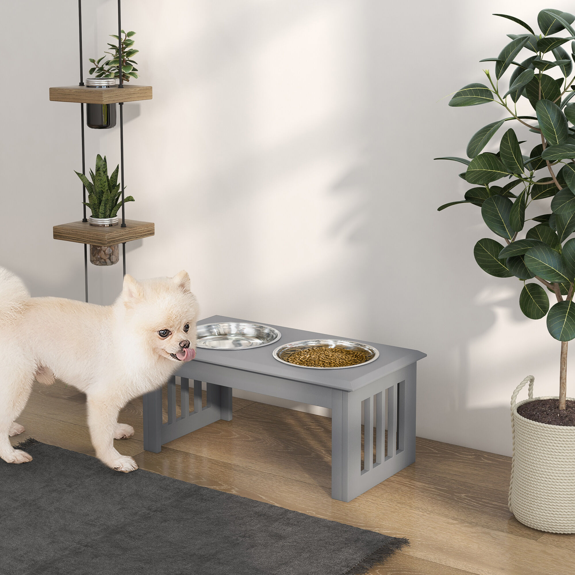 PawHut Comedero para Perro Gris, , large Imagen numero 2