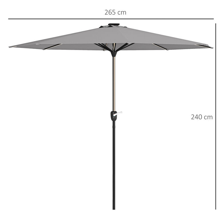 Outsunny Sombrilla De Jardín Parasol De Terraza Con Luces Led Gris Claro thumbnail