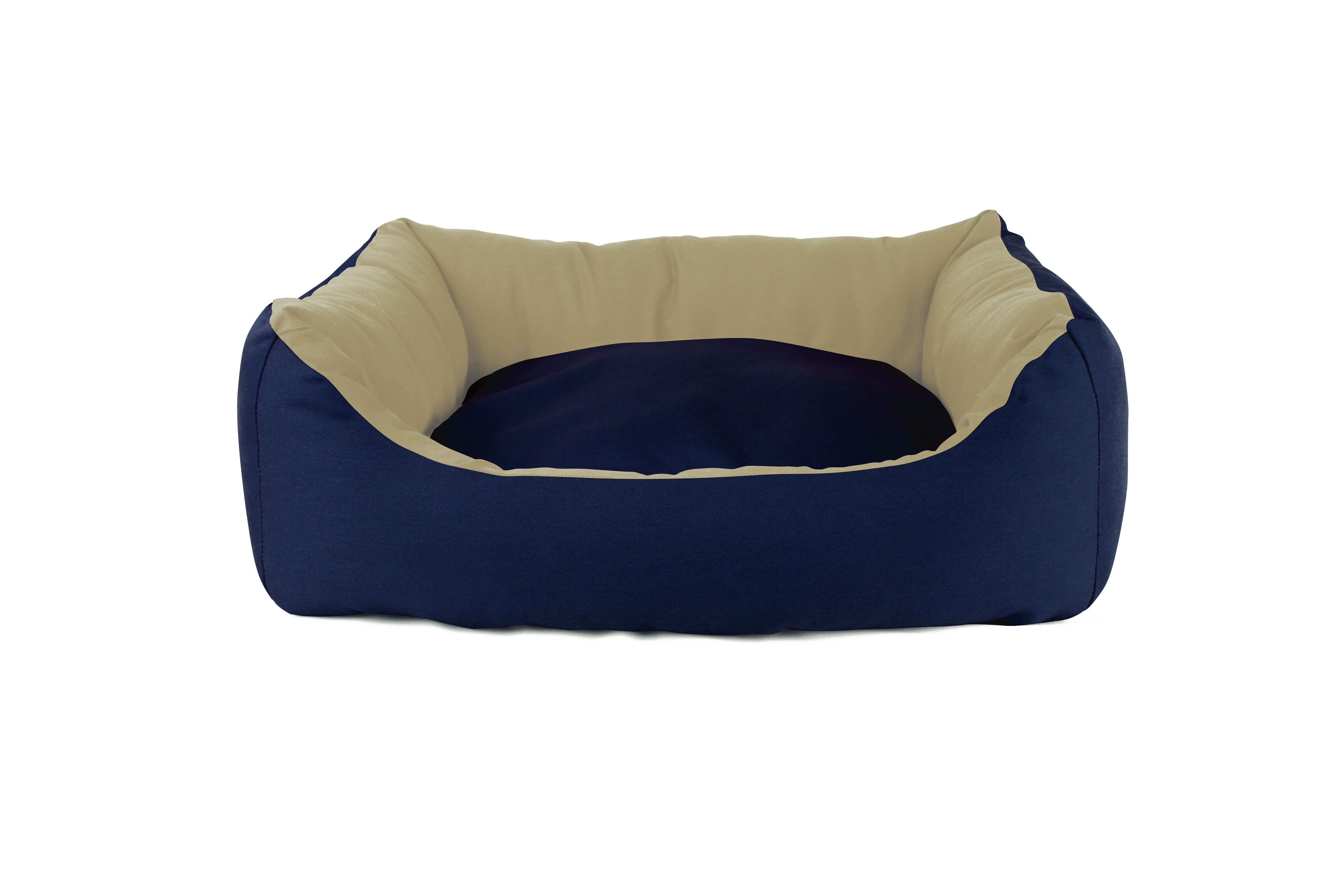 Gauty Cama Rectangular para Perros y Gatos  Tela de sarga - Azul oscuro y beige, , large Imagen numero 1