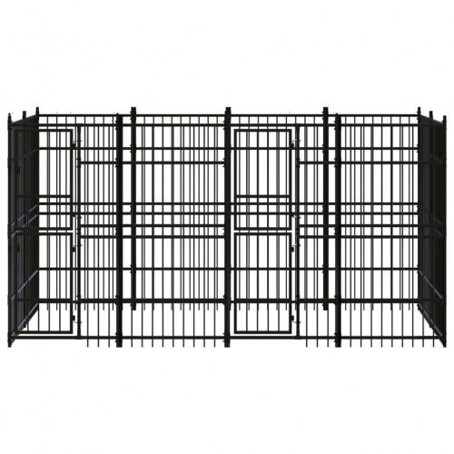 Vidaxl perrera con puerta de bisagras para perros, , large Imagen numero 4