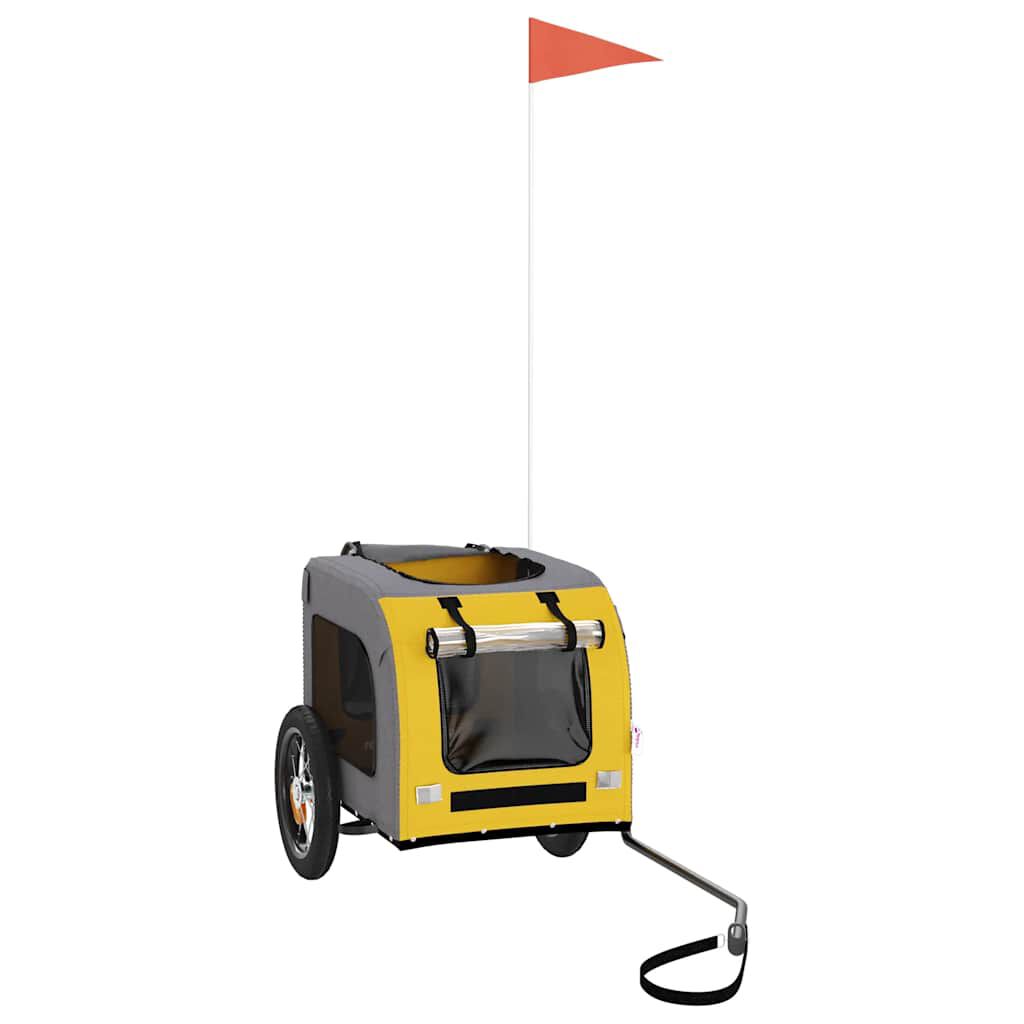 vidaXL Remolque bicicleta para perros hierro tela Oxford amarillo gris, , large Imagen numero 11