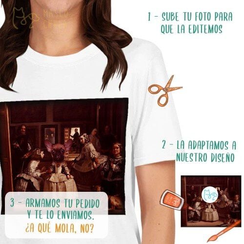 Mascochula camiseta mujer las meninas personalizada con tu mascota gris oscuro thumbnail