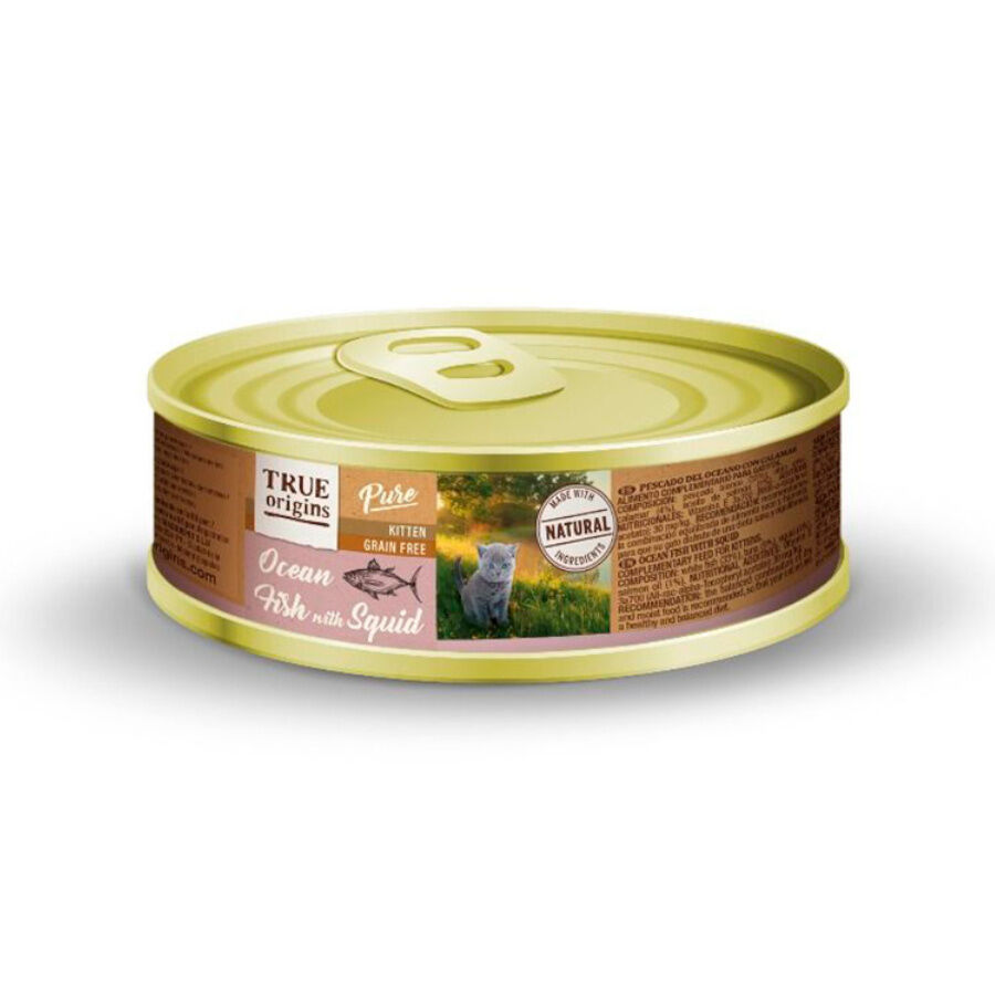 85 g True Origins Pure Kitten Pat&eacute; Pescado y Calamar lata para gatitos, , large Imagen numero 1